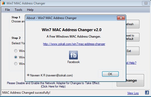 Mac Address Changer software, free download For Windows 7